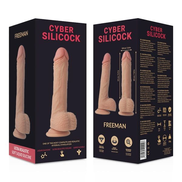 CYBER SILICOCK - STRAP-ON FREEMAN LIQUID SILICONE WITH 3 RINGS FREE 8